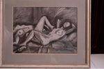 Antique mid century black and white framed print