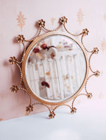 Antique Florentine round Mirror with flowers