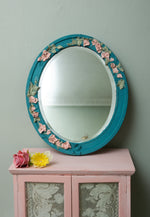 Vintage turquoise barbola Mirror