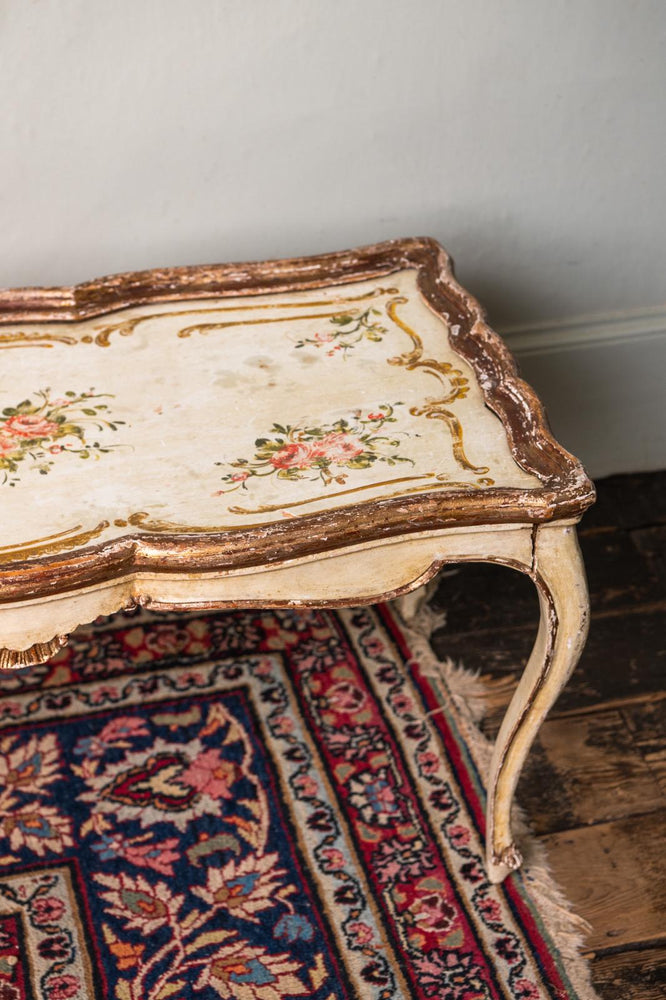 Vintage Italian floral Florentine coffee table