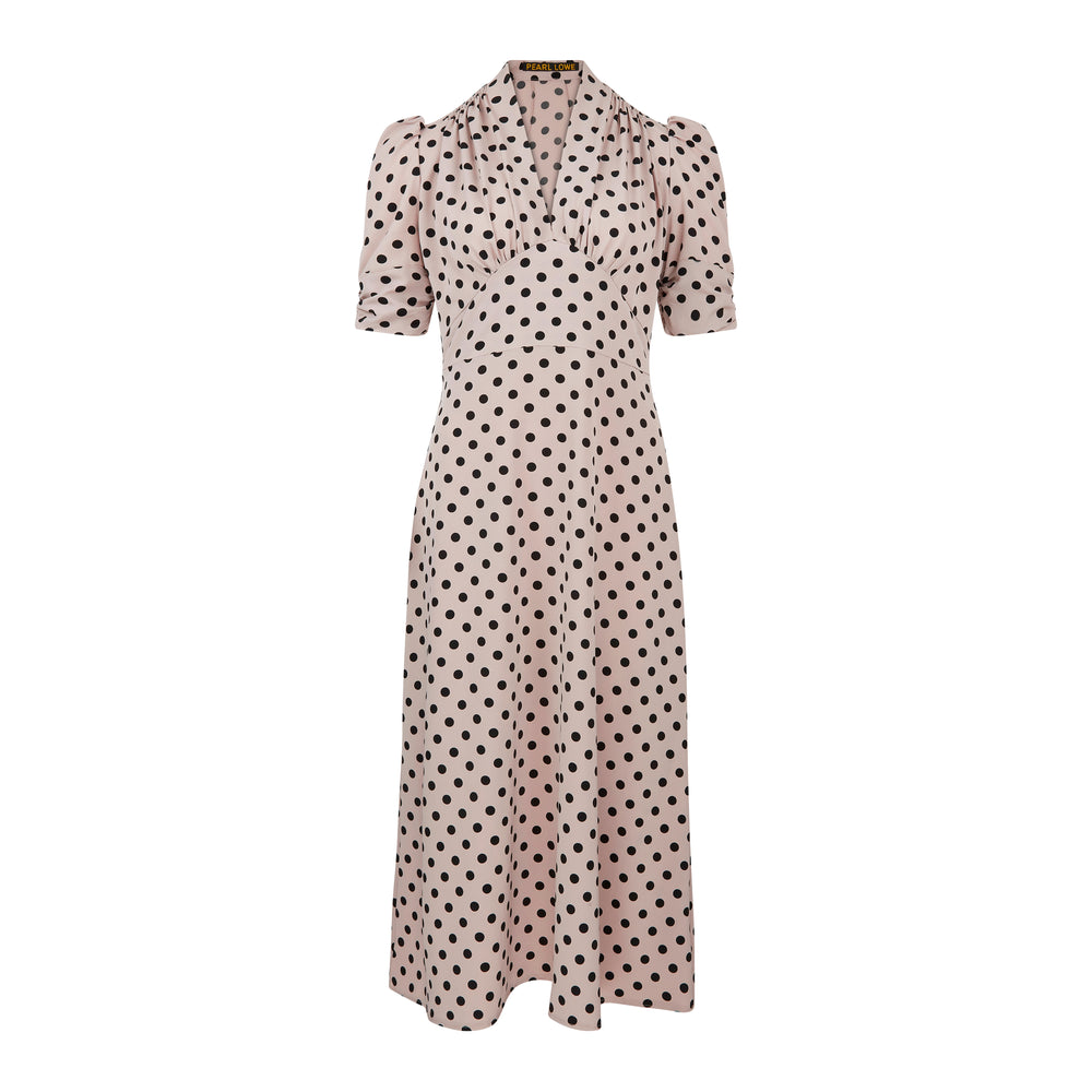 Nude and Black Polka Dot Crepe Marilyn