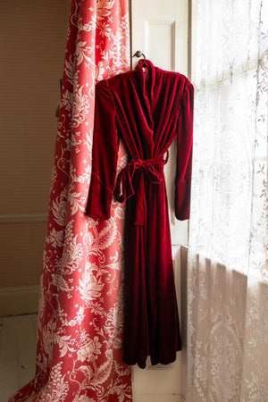 Ruby silk velvet dressing gown sample size S/M