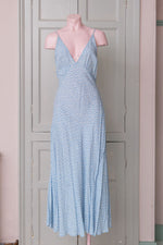 Vintage Doen blue floral maxi dress with tie