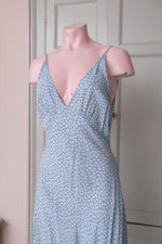 Vintage Doen blue floral maxi dress with tie