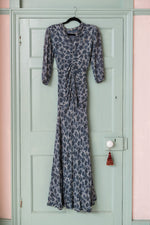 Vintage 1930s floral crepe floor length dress
