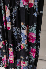 Vintage black floral chiffon maxi dress