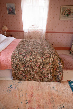 Antique Brown floral Bedspread/curtain