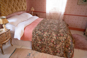 Antique Brown floral Bedspread/curtain