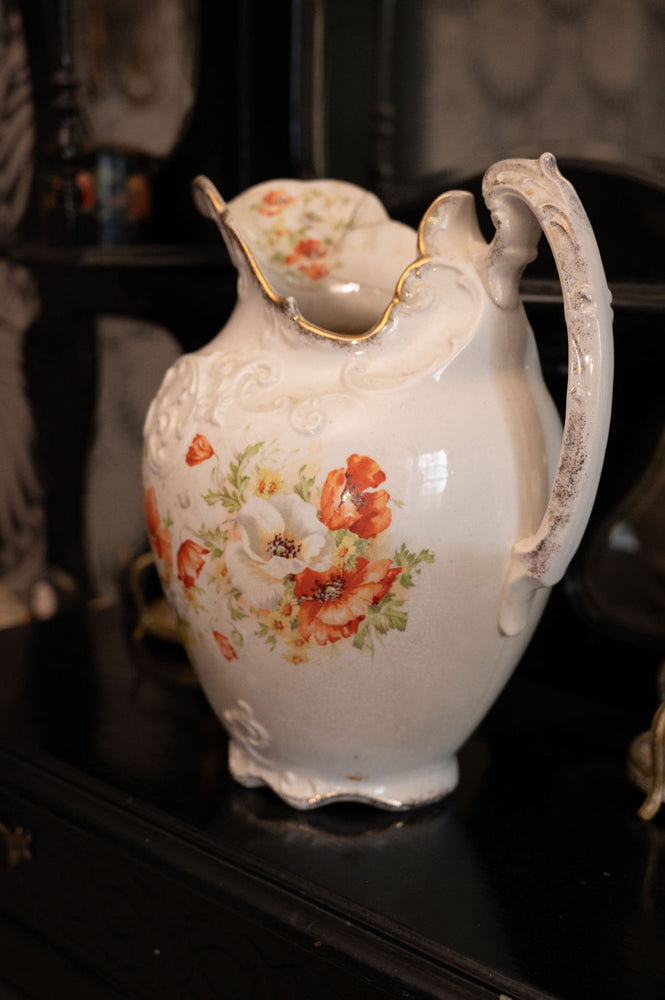 Large Antique French Floral Jug