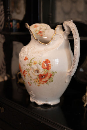 Large Antique French Floral Jug