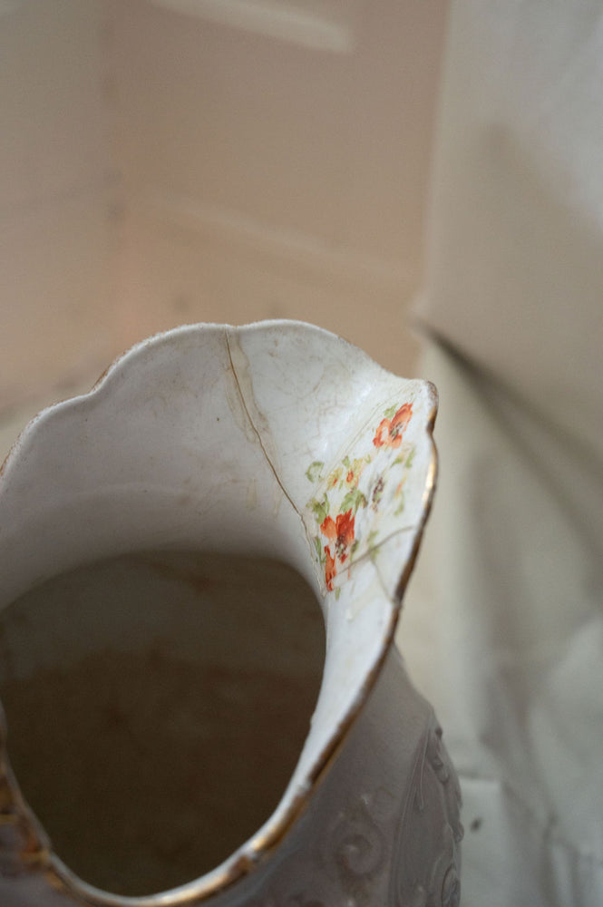 Large Antique French Floral Jug