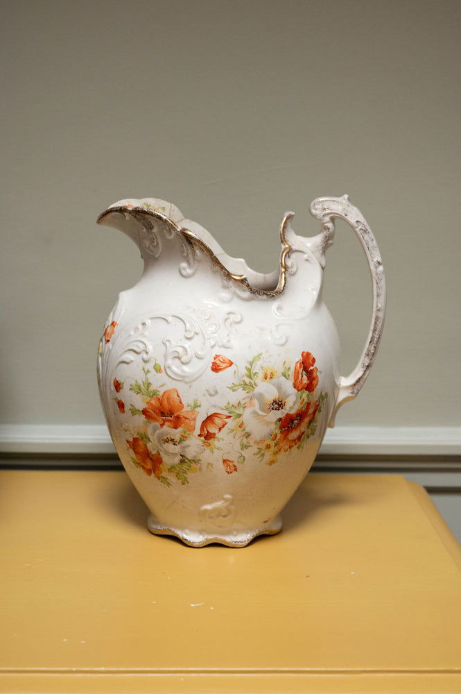 Large Antique French Floral Jug
