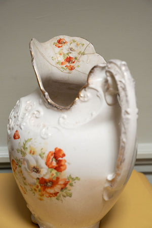 Large Antique French Floral Jug