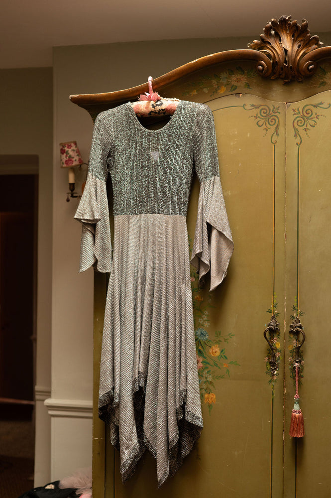 Vintage 1970s silver glitter dress