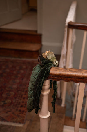 Antique green Beret with faux flowers
