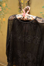 Vintage fishnet and lace long sleeve top