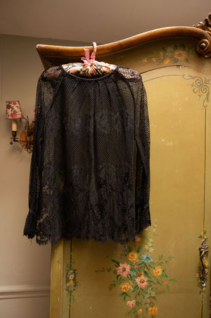 Vintage fishnet and lace long sleeve top