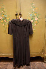 Vintage 1940s black fringe crepe dress