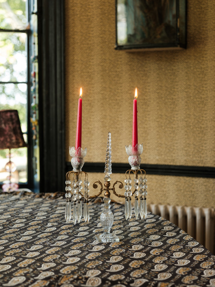 Antique pair of Glass Chandelier Candle Holders