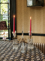 Antique pair of Glass Chandelier Candle Holders