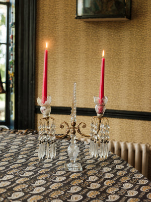 Antique pair of Glass Chandelier Candle Holders