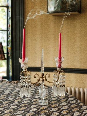 Antique pair of Glass Chandelier Candle Holders