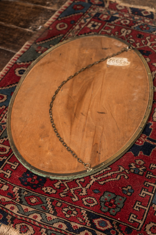 Antique floral oval mirror