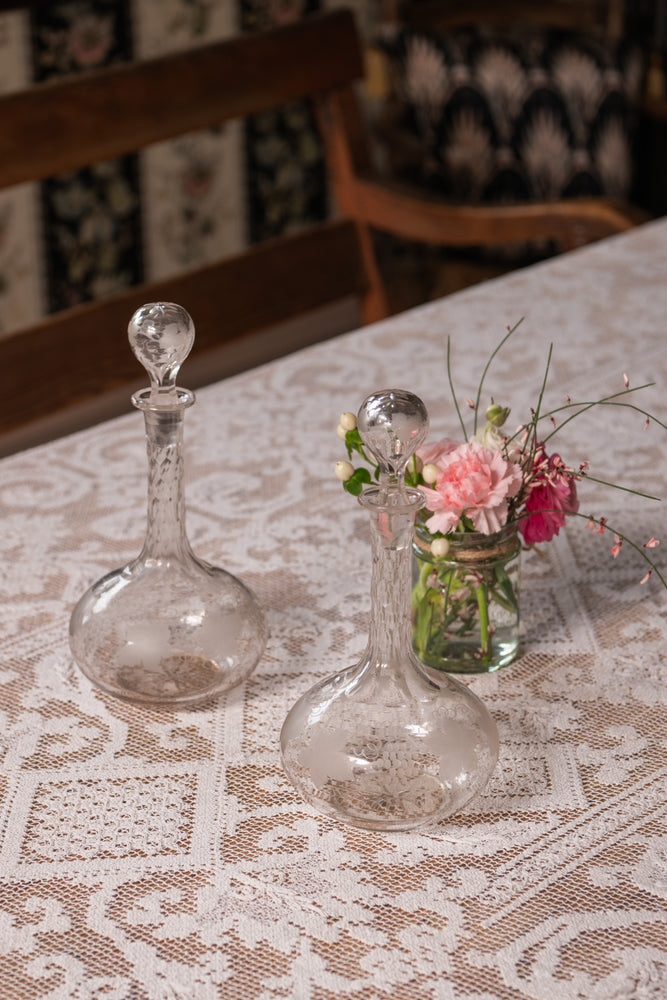 Antique floral glass decanter