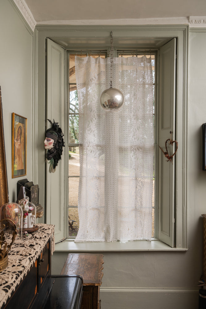 Vintage white crochet curtain