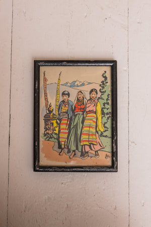 Vintage framed indonesian prints