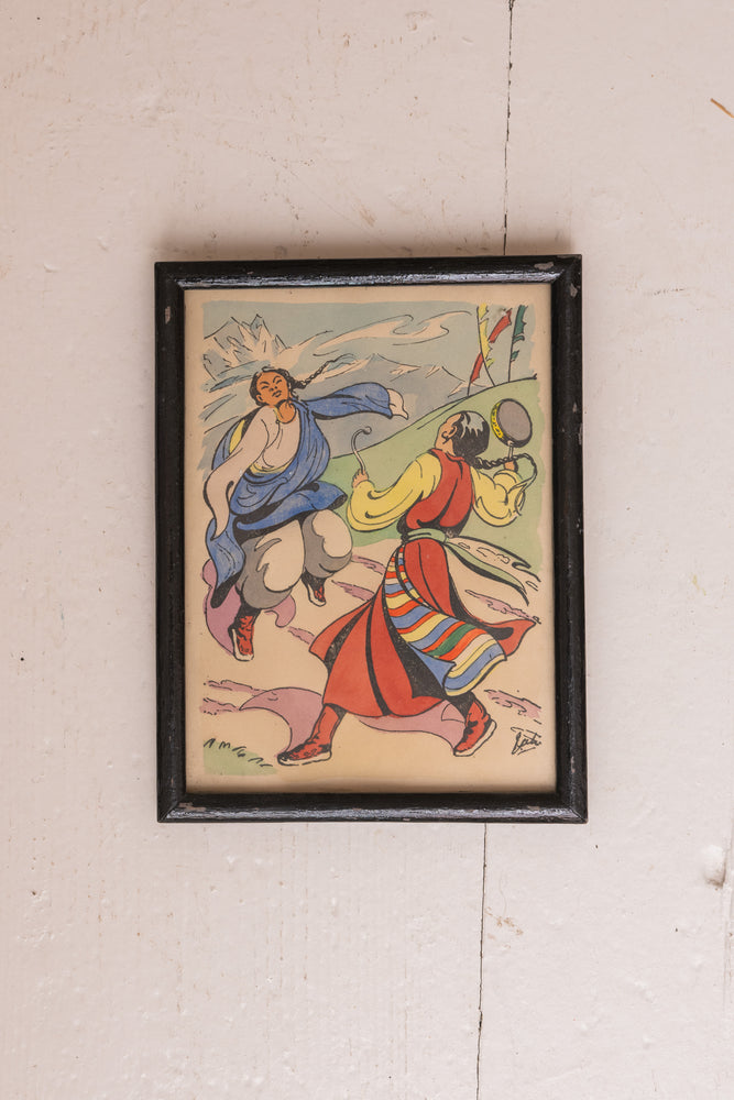 Vintage framed indonesian prints