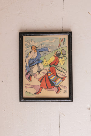 Vintage framed indonesian prints