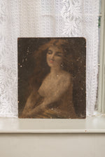 Antique Woman painting on board