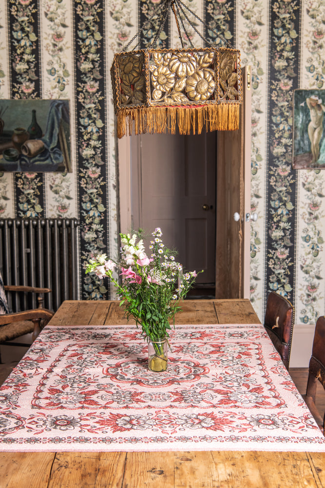 Vintage 30s pink floral throw