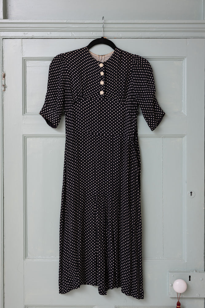 Vintage 1930s crepe Polka dot dress