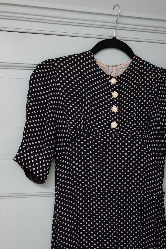 Vintage 1930s crepe Polka dot dress