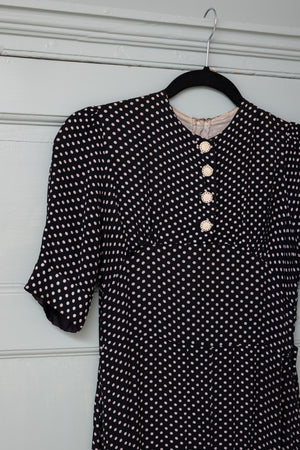 Vintage 1930s crepe Polka dot dress