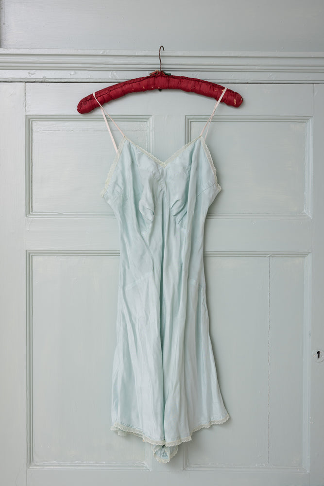 Antique 1920s blue teddy slip
