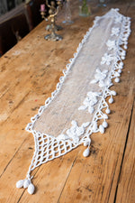 Antique French crochet table runner