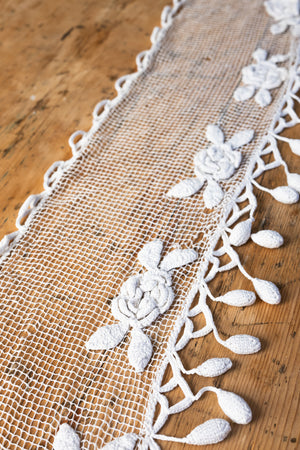 Antique French crochet table runner