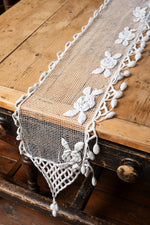 Antique French crochet table runner