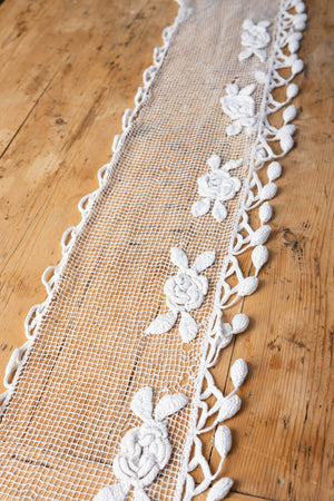 Antique French crochet table runner