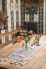 Antique French crochet table runner