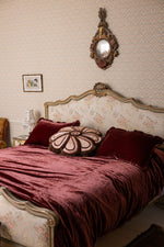 Handmade silk velvet bedspread with matching cushions