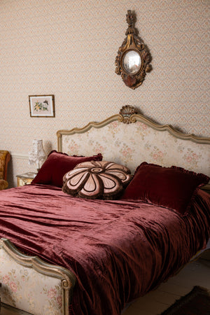 Handmade silk velvet bedspread with matching cushions