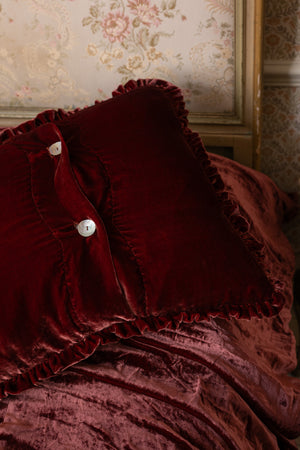 Handmade silk velvet bedspread with matching cushions