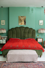 Vintage red crochet bedspread