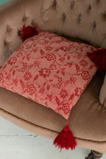 Vintage red cushion with red tassels