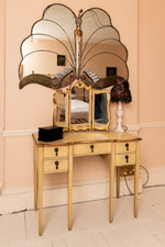 Antique cream dressing table & matching mirror