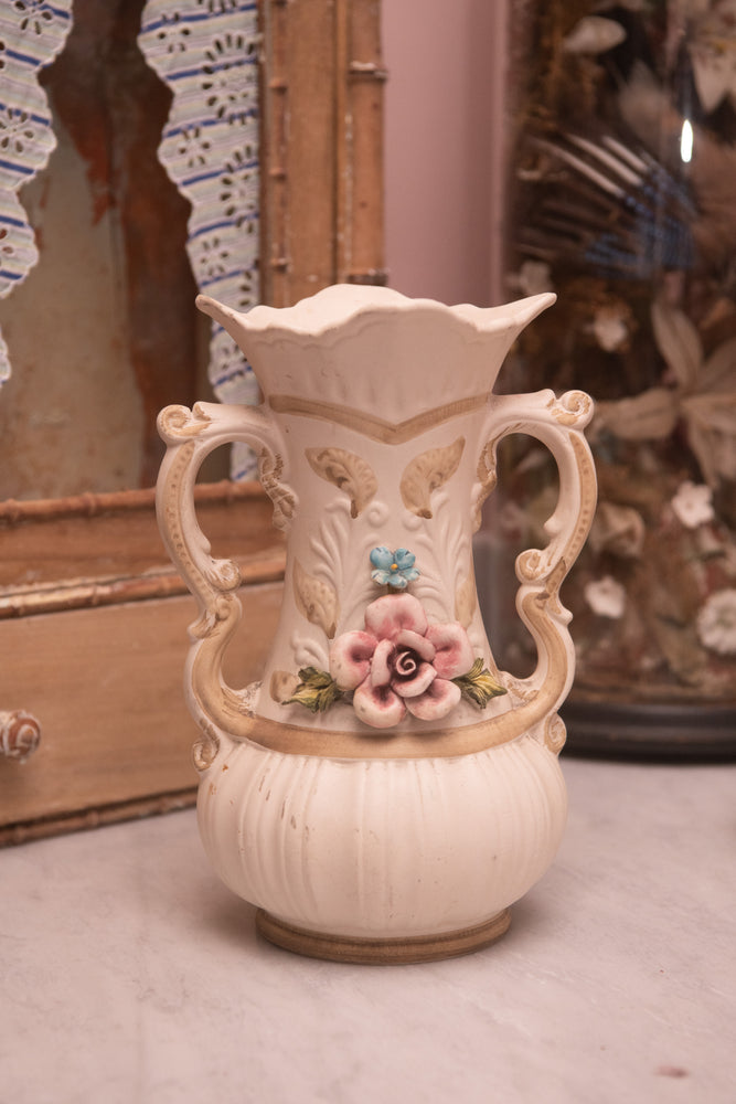 Large Antique floral ceramic vase